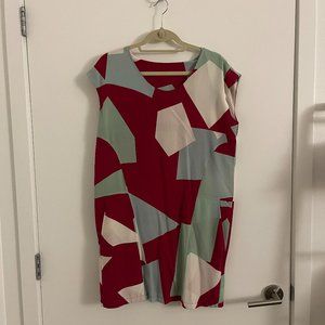 Abstract Print 100% Silk Dress w/ Pockets Sz Small